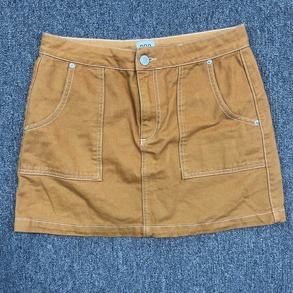 BDG Retro Utility Mini Skirt L Mustard Yellow Cotton Contrast Stitch Carpenter — photo 2